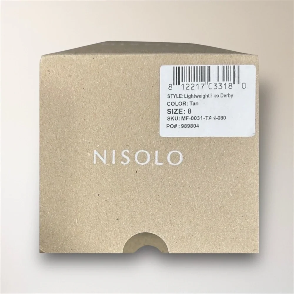 Nisolo Mens 8 Tan Suede Lightweight Derby Oxford Leather Travel Shoes New in Box